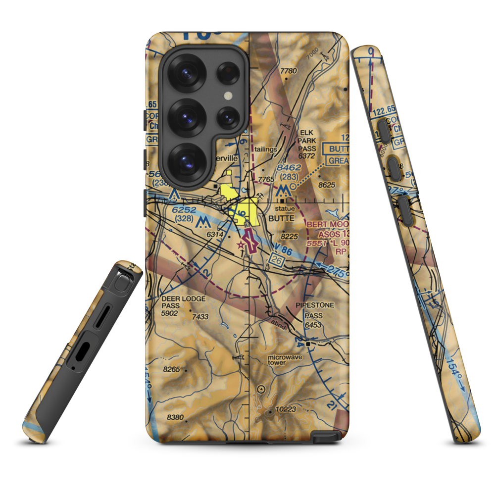 Bert Mooney Airport (BTM) VFR Sectional Samsung Phone Case Samsung Galaxy S25 Ultra model shown