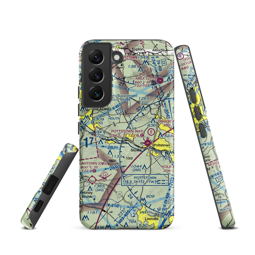 Bert's Airport (PS38) VFR Sectional Samsung Phone Case Samsung Galaxy S22 model shown