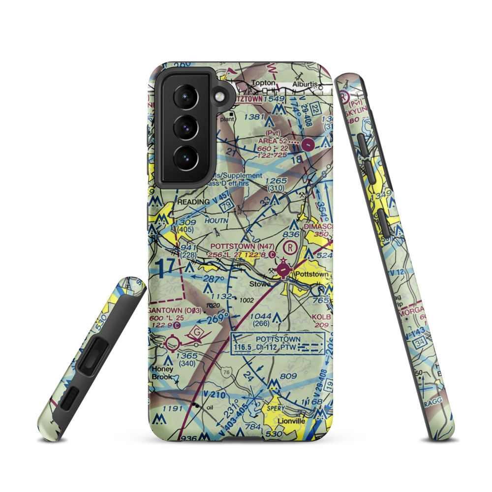 Bert's Airport (PS38) VFR Sectional Samsung Phone Case Samsung Galaxy S21 model shown