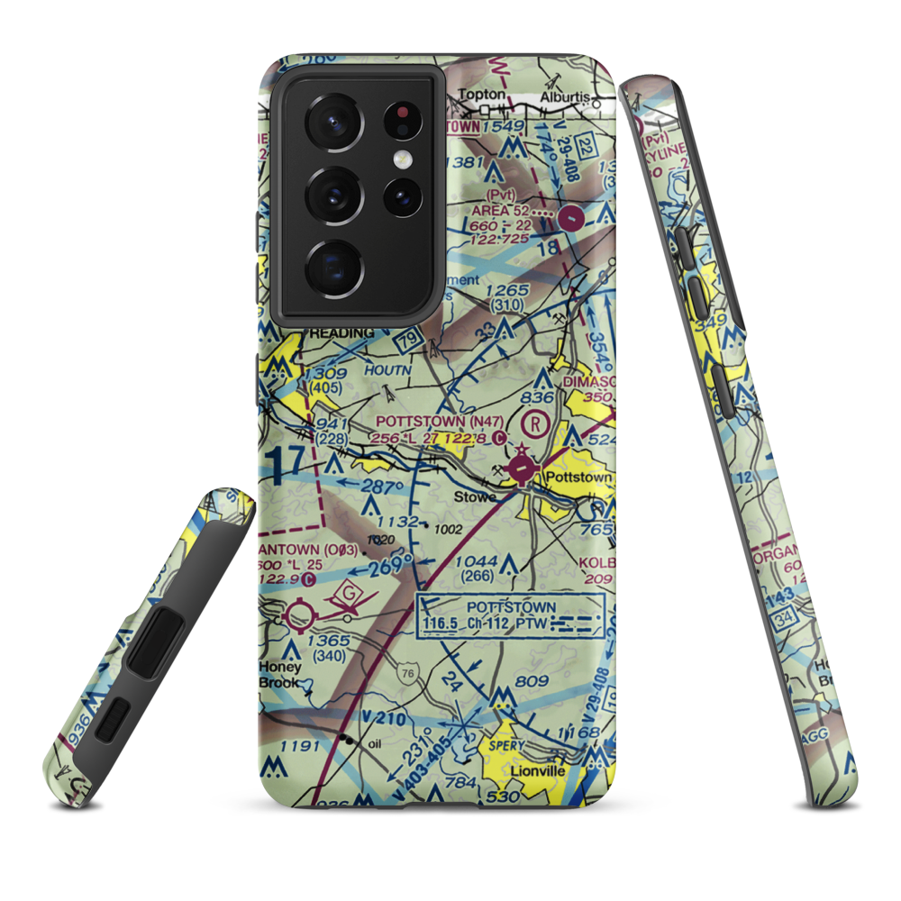 Bert's Airport (PS38) VFR Sectional Samsung Phone Case Samsung Galaxy S21 Plus model shown