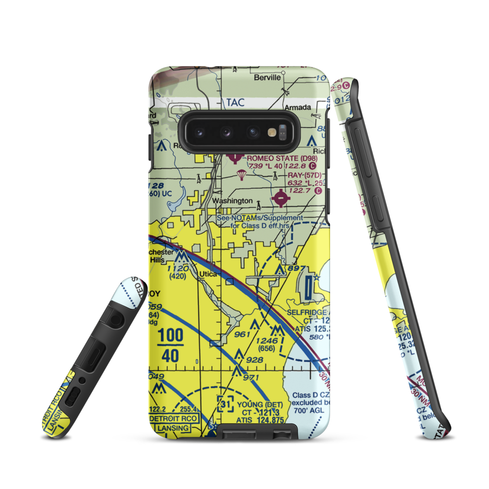 Berz-Macomb Airport (UIZ) VFR Sectional Samsung Phone Case Samsung Galaxy S10 model shown