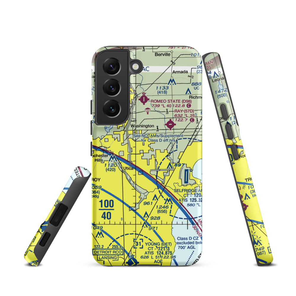 Berz-Macomb Airport (UIZ) VFR Sectional Samsung Phone Case Samsung Galaxy S22 model shown
