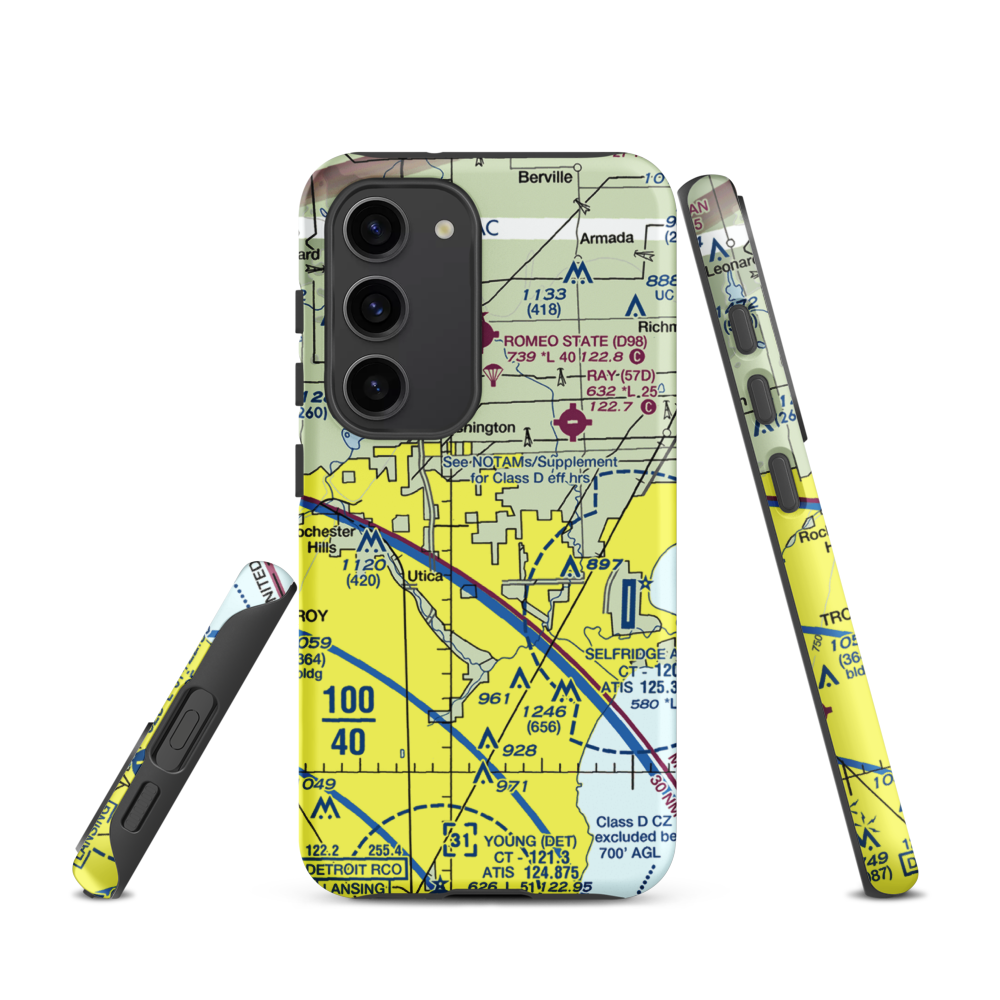 Berz-Macomb Airport (UIZ) VFR Sectional Samsung Phone Case Samsung Galaxy S23 model shown