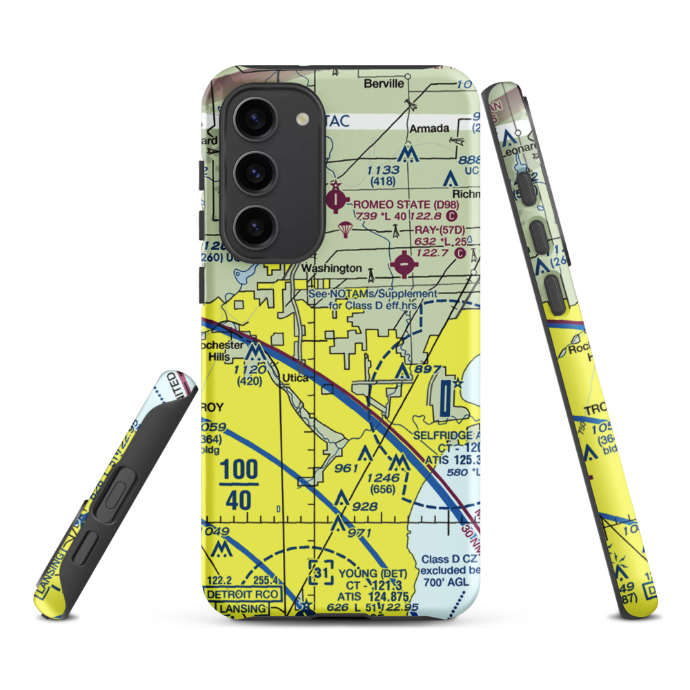 Berz-Macomb Airport (UIZ) VFR Sectional Samsung Phone Case Samsung Galaxy S23 Plus model shown