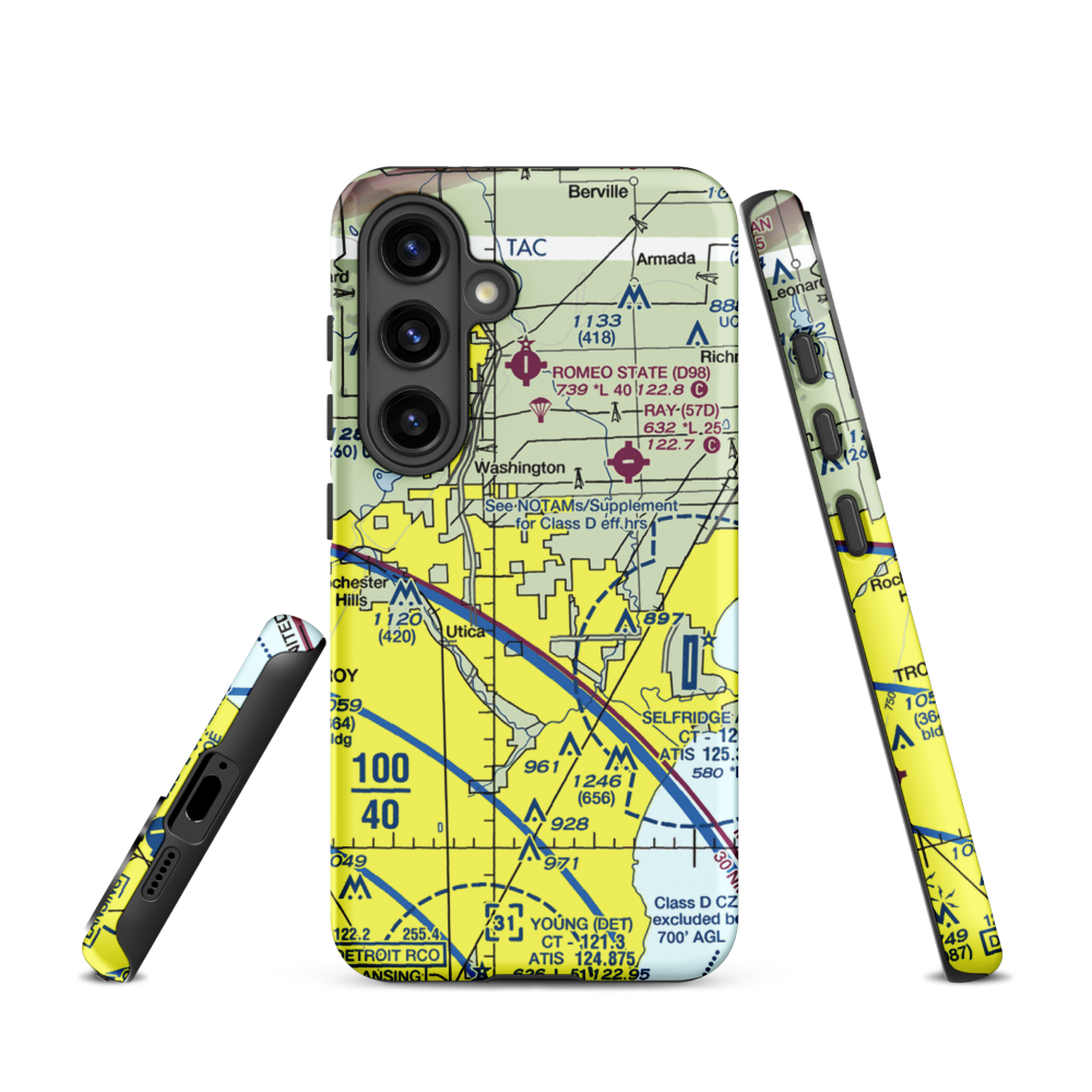 Berz-Macomb Airport (UIZ) VFR Sectional Samsung Phone Case Samsung Galaxy S24 model shown