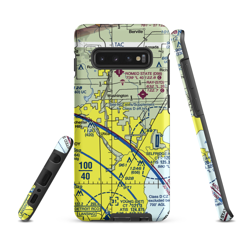 Berz-Macomb Airport (UIZ) VFR Sectional Samsung Phone Case Samsung Galaxy S10 Plus model shown