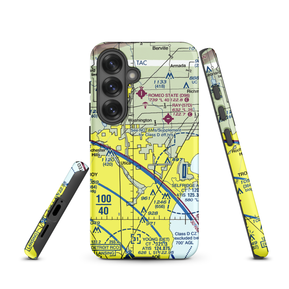 Berz-Macomb Airport (UIZ) VFR Sectional Samsung Phone Case Samsung Galaxy S25 model shown