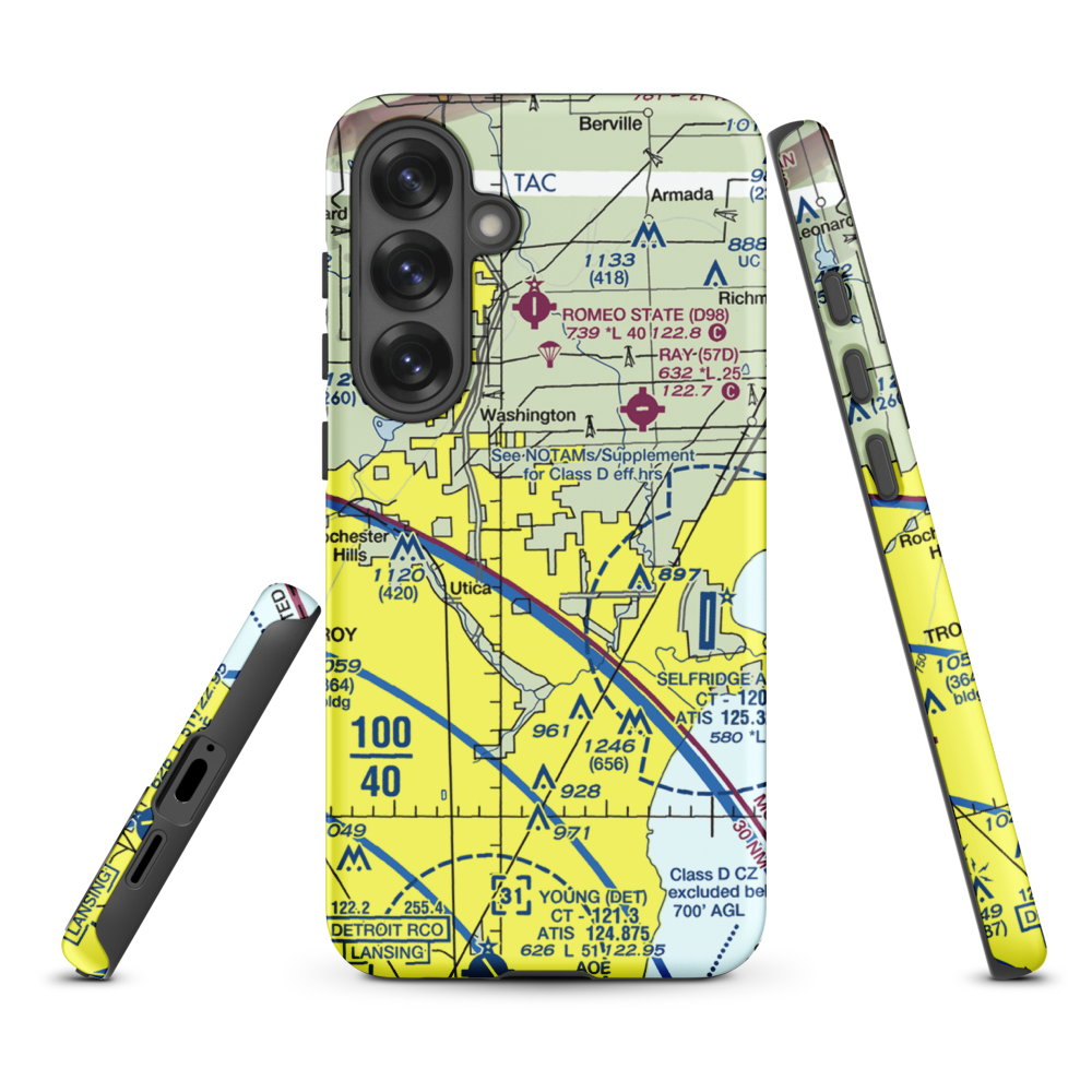 Berz-Macomb Airport (UIZ) VFR Sectional Samsung Phone Case Samsung Galaxy S25 Plus model shown