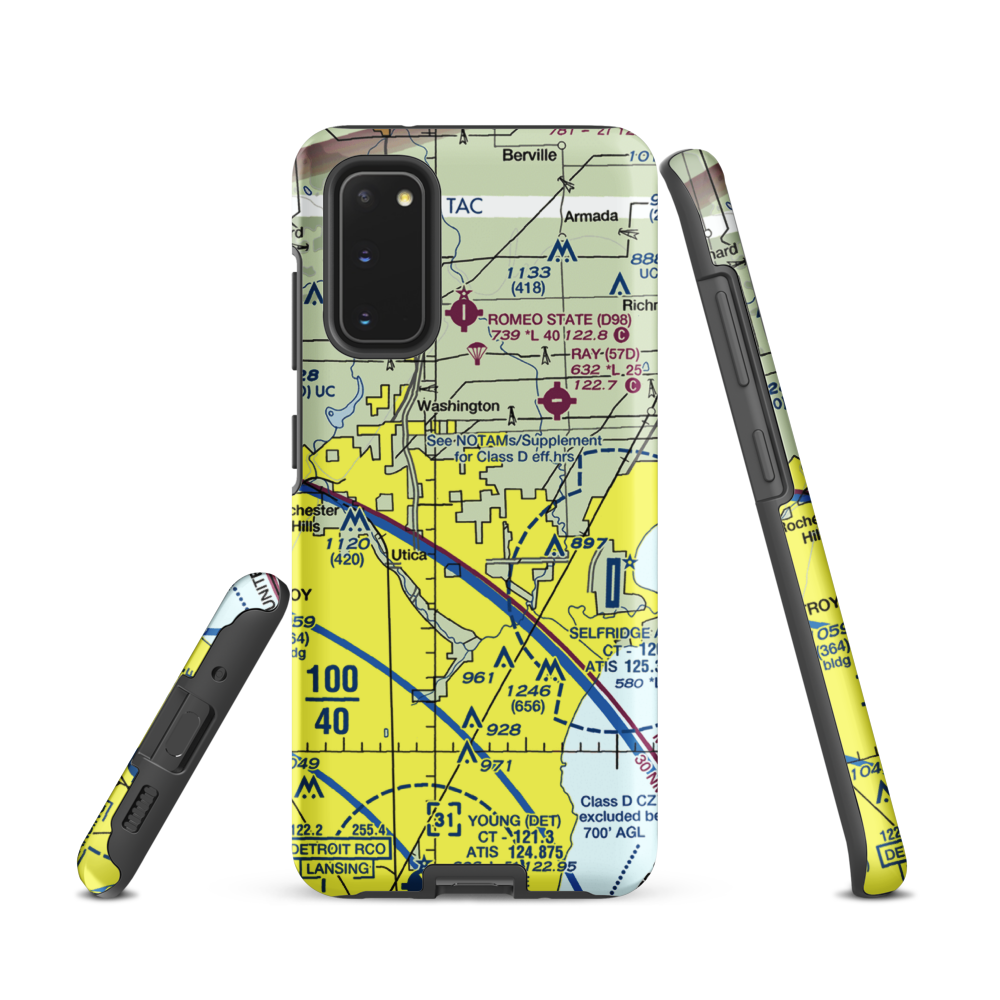 Berz-Macomb Airport (UIZ) VFR Sectional Samsung Phone Case Samsung Galaxy S20 model shown