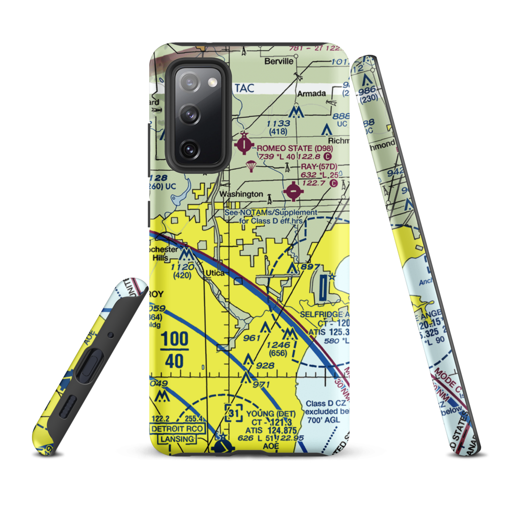 Berz-Macomb Airport (UIZ) VFR Sectional Samsung Phone Case Samsung Galaxy S20 FE model shown