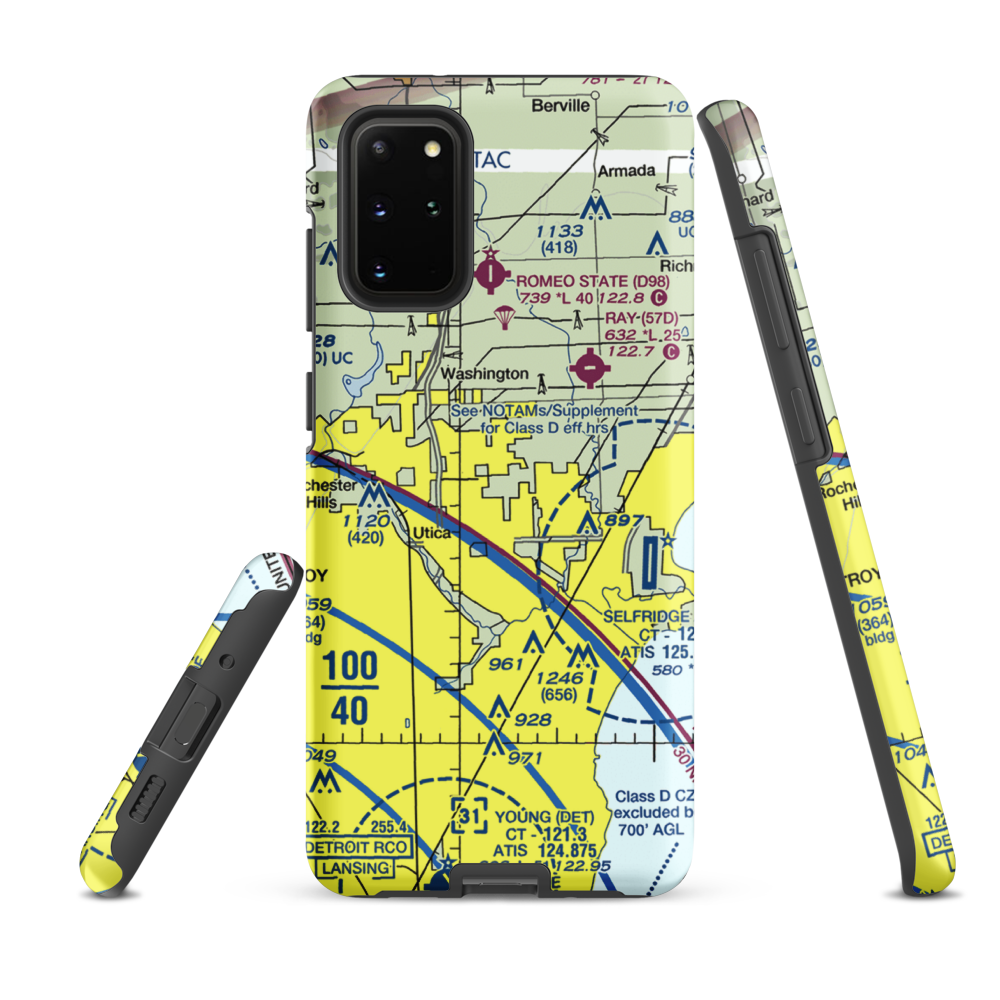 Berz-Macomb Airport (UIZ) VFR Sectional Samsung Phone Case Samsung Galaxy S20 Plus model shown