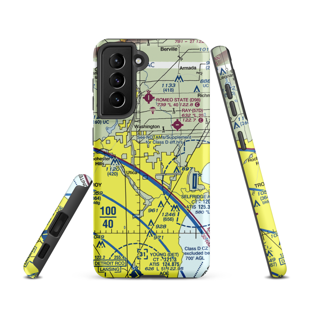 Berz-Macomb Airport (UIZ) VFR Sectional Samsung Phone Case Samsung Galaxy S21 model shown