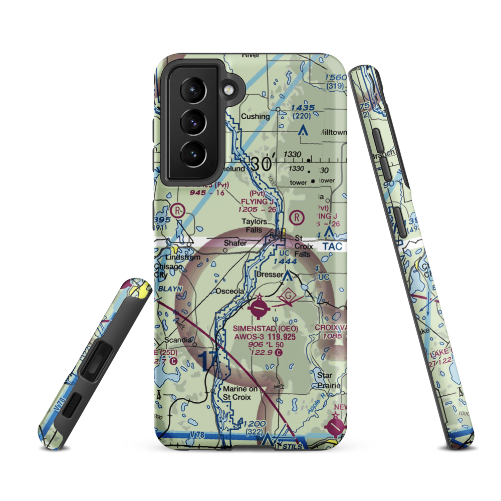 Beskar Airport (89MN) VFR Sectional Samsung Phone Case Samsung Galaxy S21 FE model shown