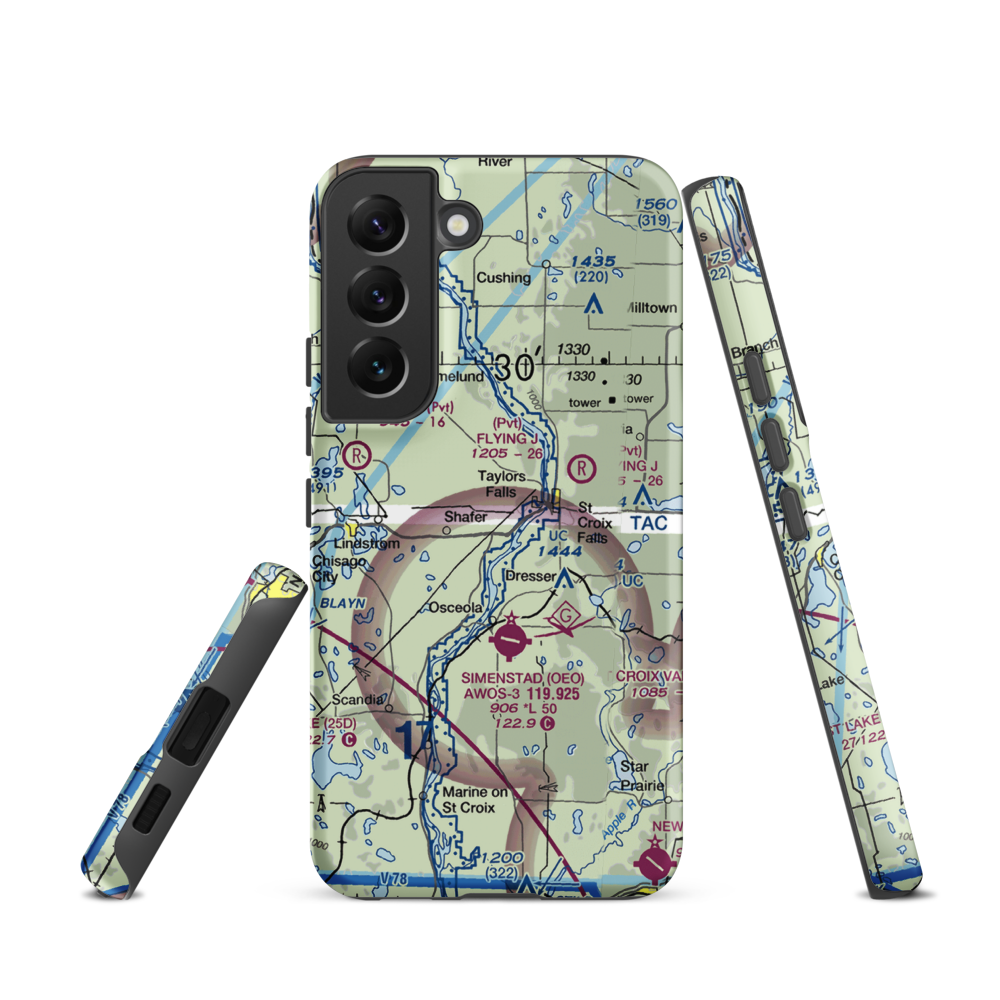 Beskar Airport (89MN) VFR Sectional Samsung Phone Case Samsung Galaxy S22 model shown