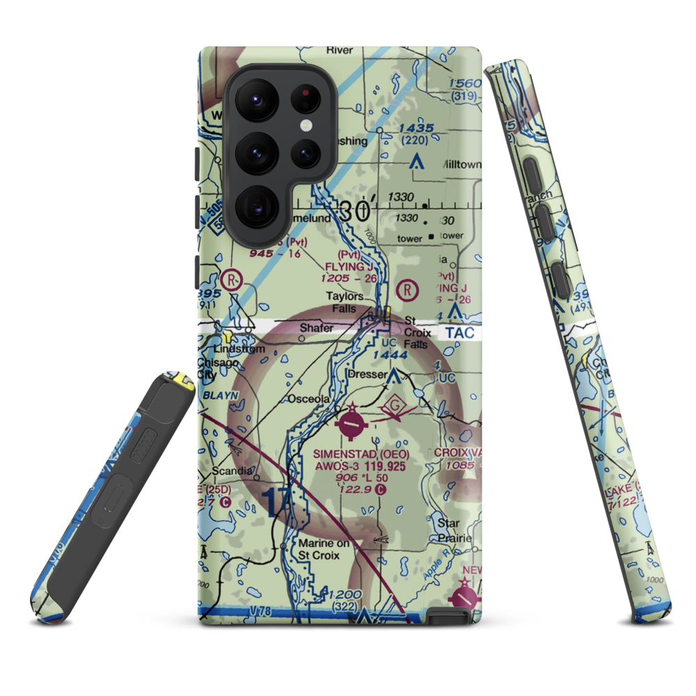 Beskar Airport (89MN) VFR Sectional Samsung Phone Case Samsung Galaxy S22 Ultra model shown