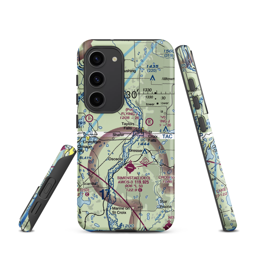 Beskar Airport (89MN) VFR Sectional Samsung Phone Case Samsung Galaxy S23 model shown