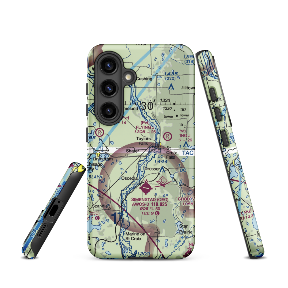 Beskar Airport (89MN) VFR Sectional Samsung Phone Case Samsung Galaxy S24 model shown