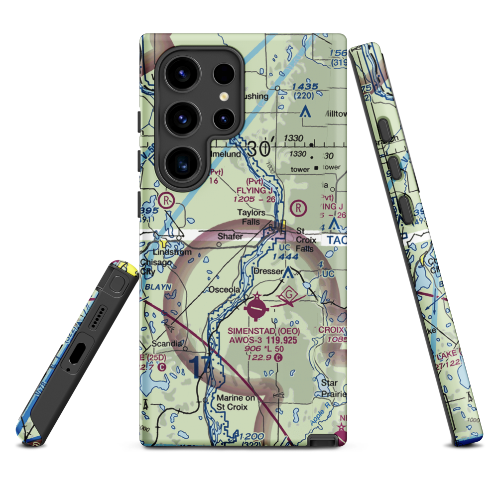 Beskar Airport (89MN) VFR Sectional Samsung Phone Case Samsung Galaxy S24 Ultra model shown