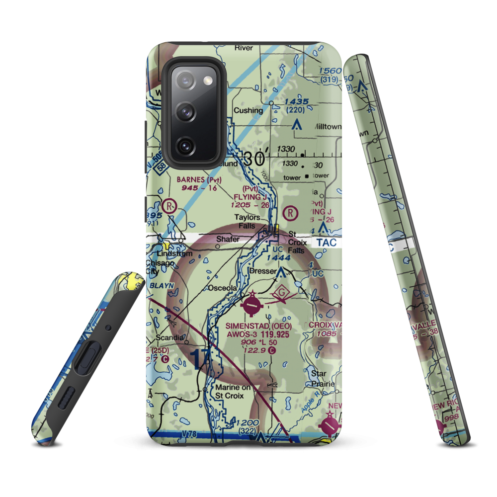Beskar Airport (89MN) VFR Sectional Samsung Phone Case Samsung Galaxy S20 FE model shown