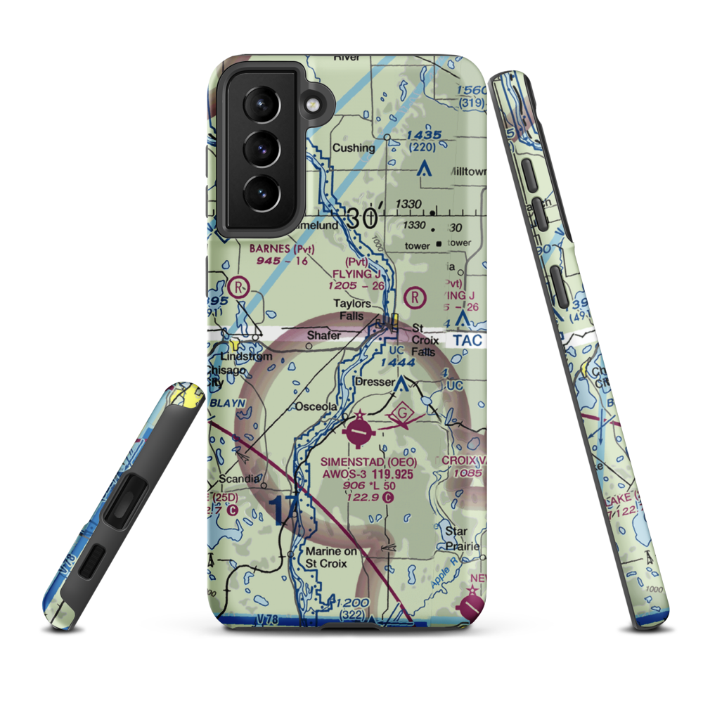 Beskar Airport (89MN) VFR Sectional Samsung Phone Case Samsung Galaxy S21 Plus model shown