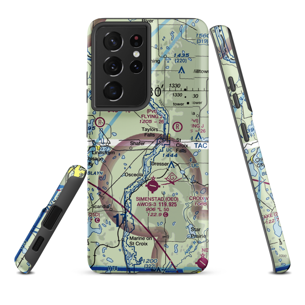 Beskar Airport (89MN) VFR Sectional Samsung Phone Case Samsung Galaxy S21 Plus model shown