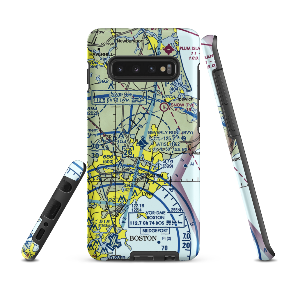 Beverly Municipal Airport (BVY) VFR Sectional Samsung Phone Case Samsung Galaxy S10 Plus model shown