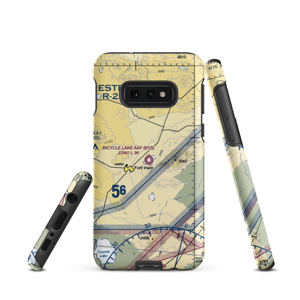 Bicycle Lake Army Air Field (BYS) VFR Sectional Samsung Phone Case Samsung Galaxy S10e model shown
