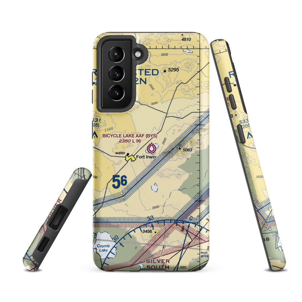 Bicycle Lake Army Air Field (BYS) VFR Sectional Samsung Phone Case Samsung Galaxy S21 Ultra model shown
