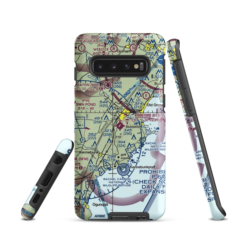 Biddeford Municipal Airport (B19) VFR Sectional Samsung Phone Case Samsung Galaxy S10 model shown