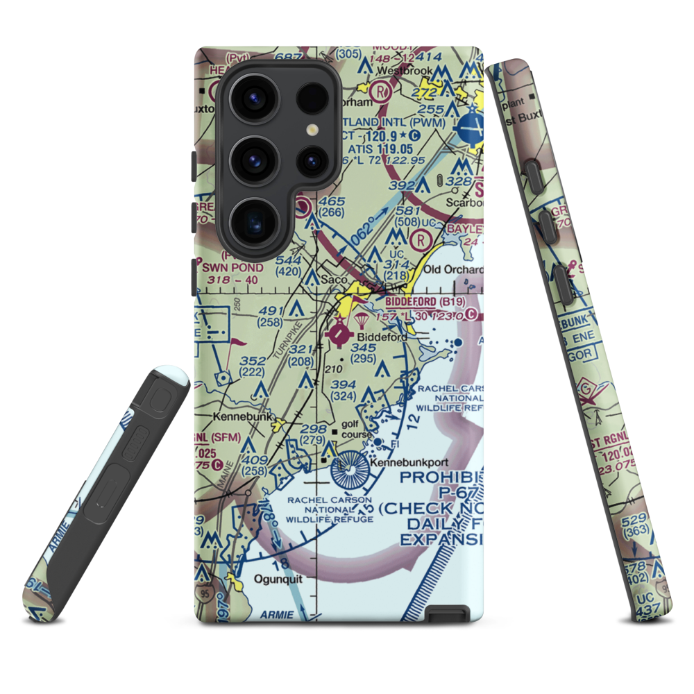 Biddeford Municipal Airport (B19) VFR Sectional Samsung Phone Case Samsung Galaxy S23 Ultra model shown