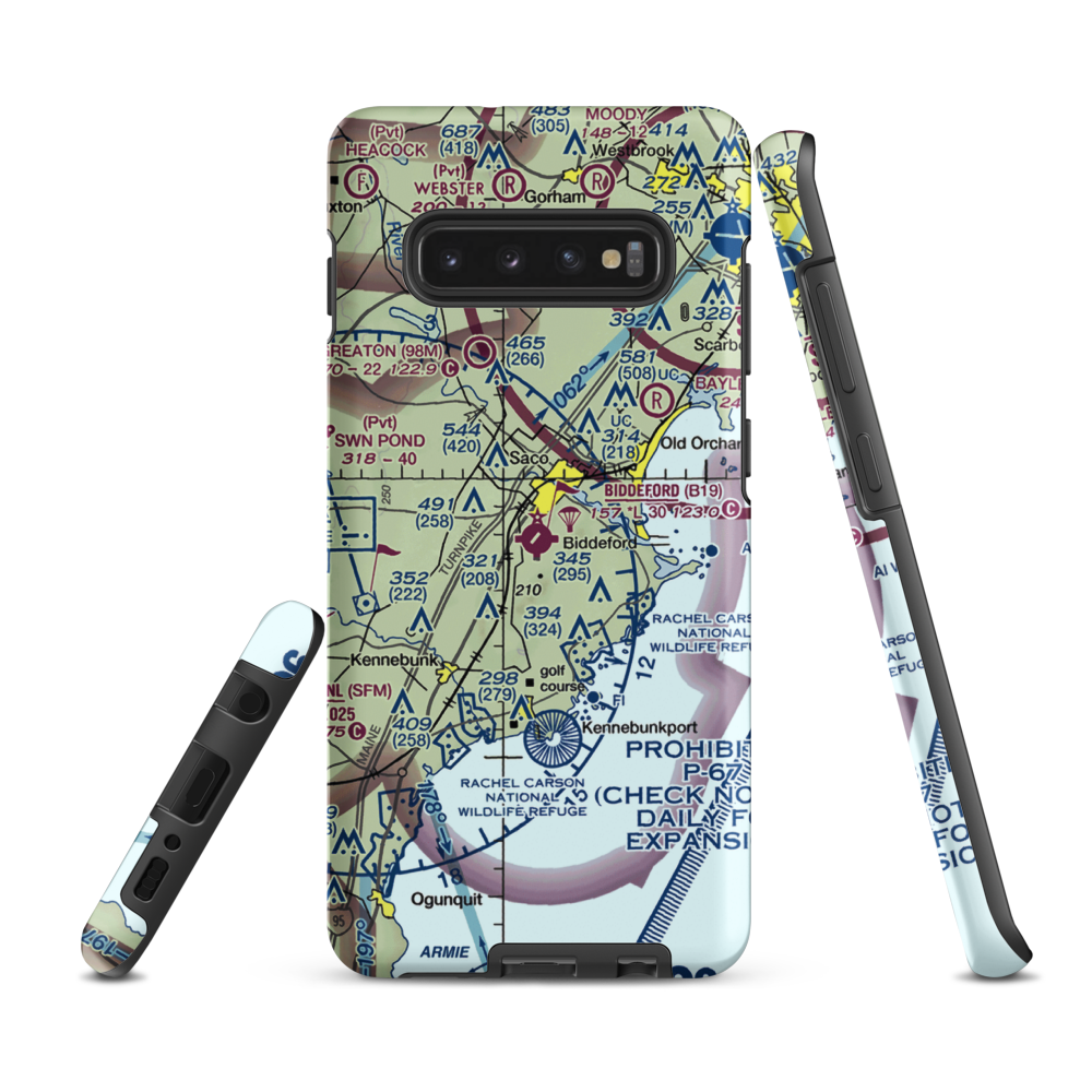 Biddeford Municipal Airport (B19) VFR Sectional Samsung Phone Case Samsung Galaxy S10 Plus model shown