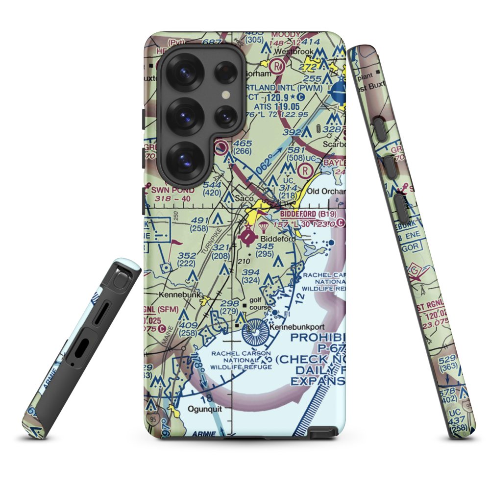 Biddeford Municipal Airport (B19) VFR Sectional Samsung Phone Case Samsung Galaxy S25 Ultra model shown
