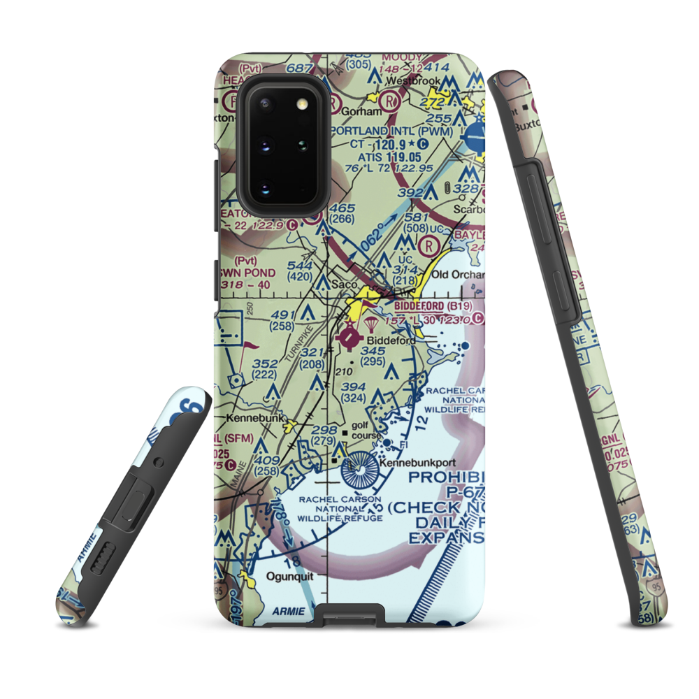 Biddeford Municipal Airport (B19) VFR Sectional Samsung Phone Case Samsung Galaxy S20 Plus model shown