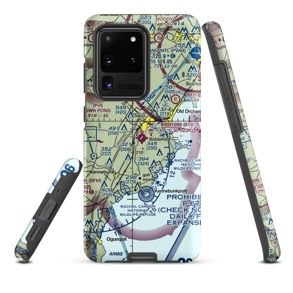 Biddeford Municipal Airport (B19) VFR Sectional Samsung Phone Case Samsung Galaxy S20 Ultra model shown