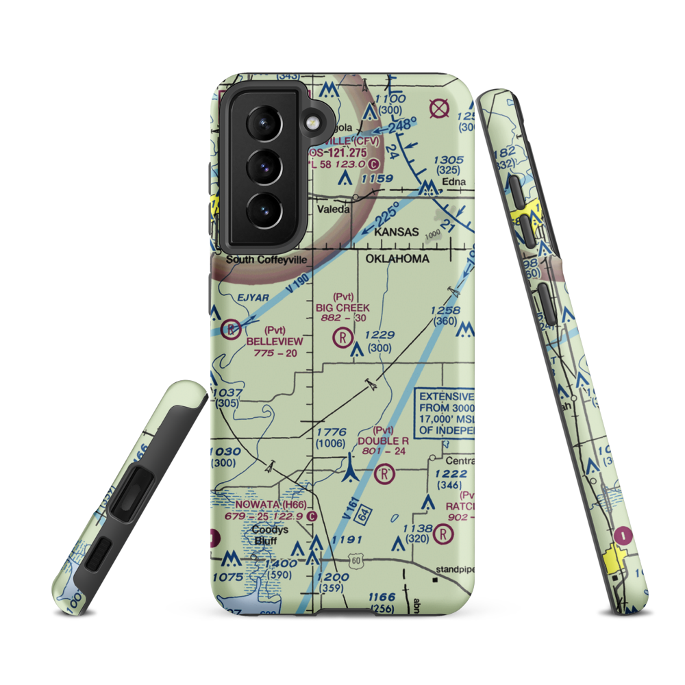 Big Creek Ranch Airstrip (OK88) VFR Sectional Samsung Phone Case Samsung Galaxy S21 FE model shown