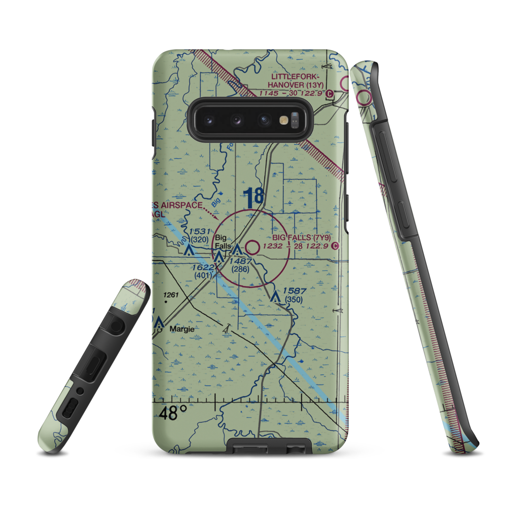 Big Falls Municipal Airport (7Y9) VFR Sectional Samsung Phone Case Samsung Galaxy S10 Plus model shown