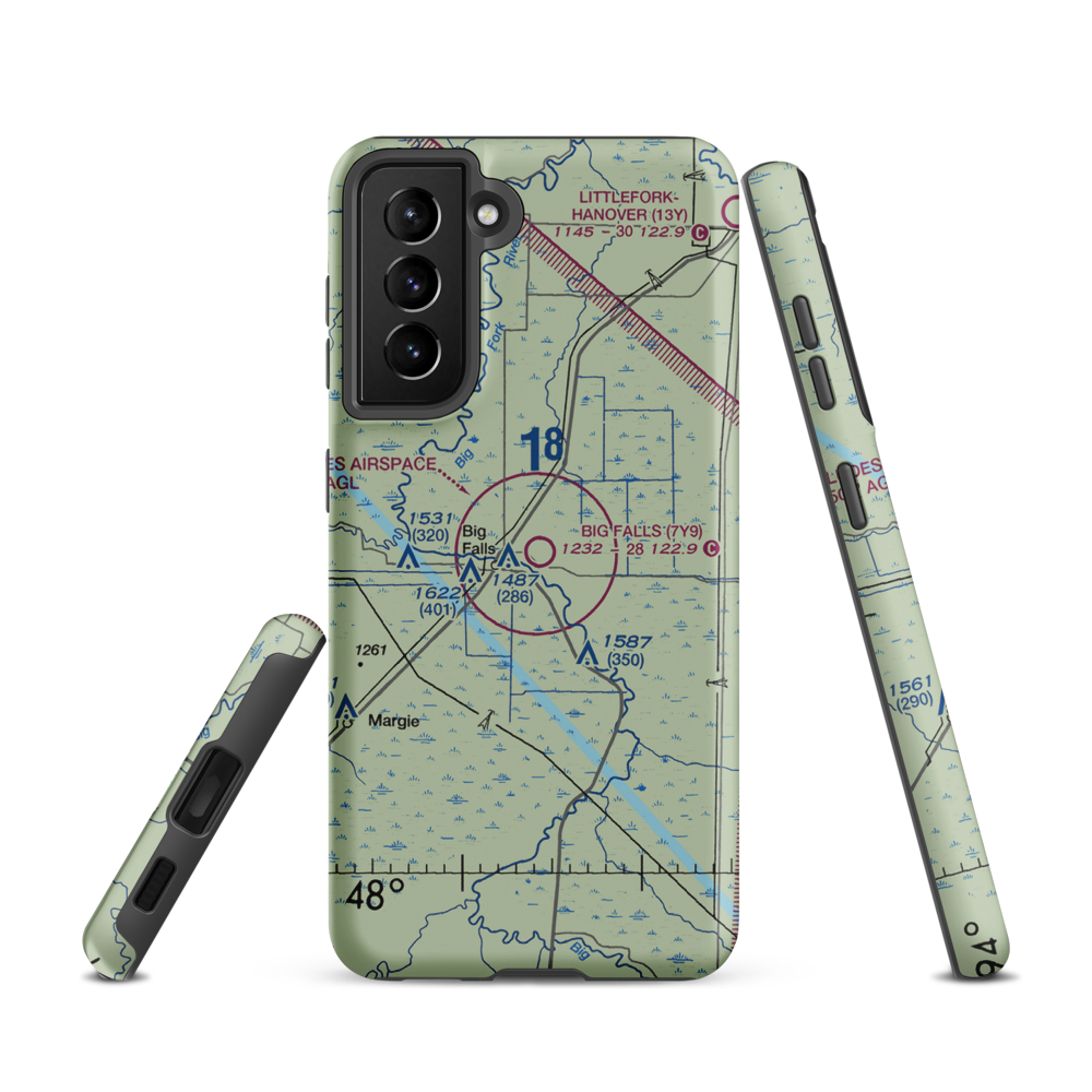 Big Falls Municipal Airport (7Y9) VFR Sectional Samsung Phone Case Samsung Galaxy S21 model shown