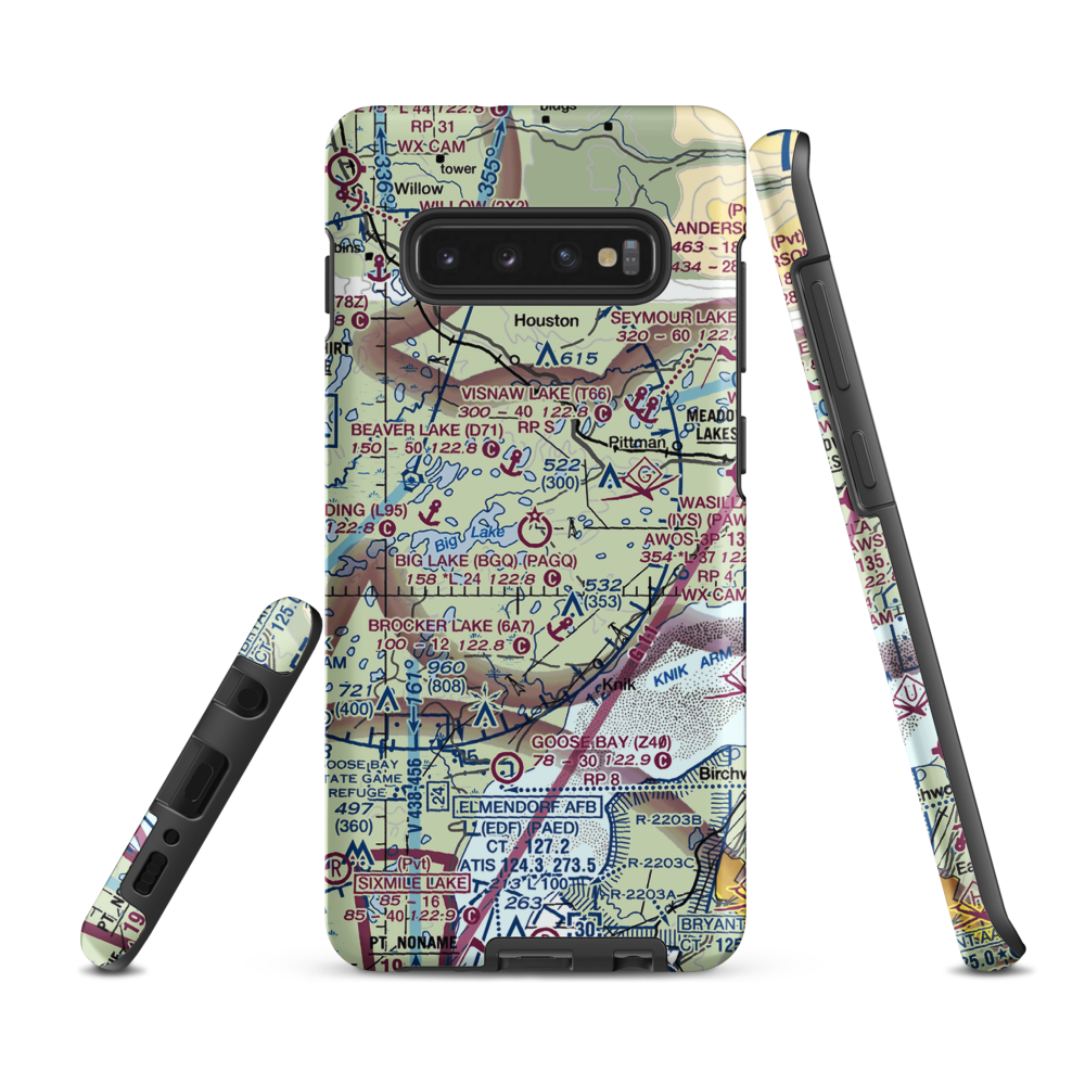 Big Lake Airport (BGQ) VFR Sectional Samsung Phone Case Samsung Galaxy S10 Plus model shown