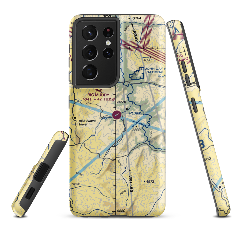 Big Muddy Ranch Airport (2OR1) VFR Sectional Samsung Phone Case Samsung Galaxy S21 Plus model shown
