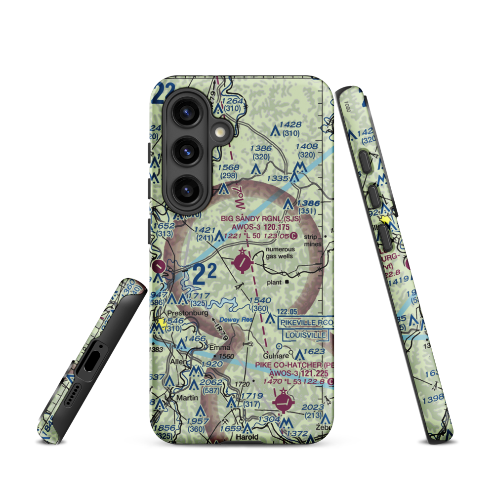 Big Sandy Regional Airport (SJS) VFR Sectional Samsung Phone Case Samsung Galaxy S24 model shown