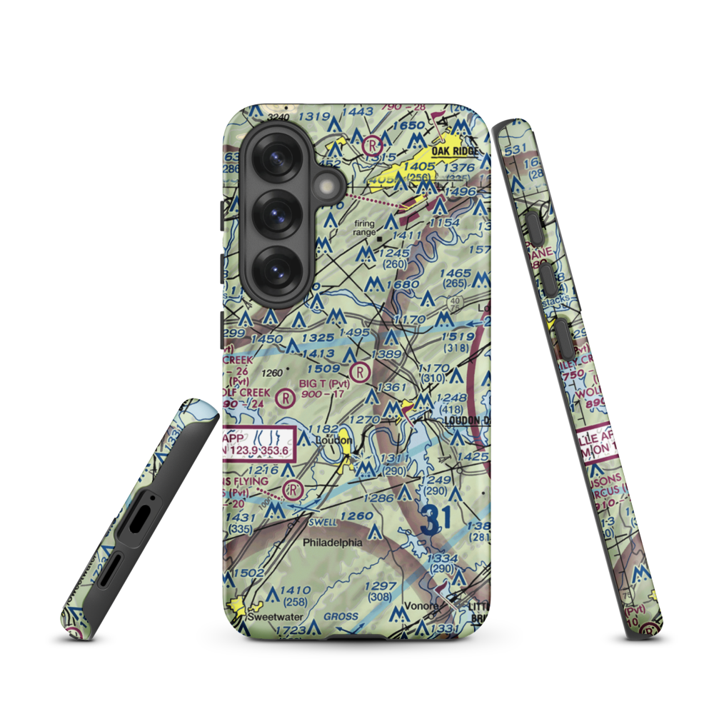 Big T Airport (80TN) VFR Sectional Samsung Phone Case Samsung Galaxy S25 model shown