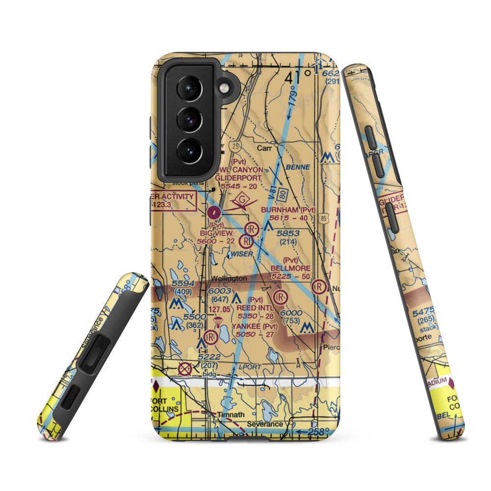 Big View Airport (CO67) VFR Sectional Samsung Phone Case Samsung Galaxy S21 FE model shown
