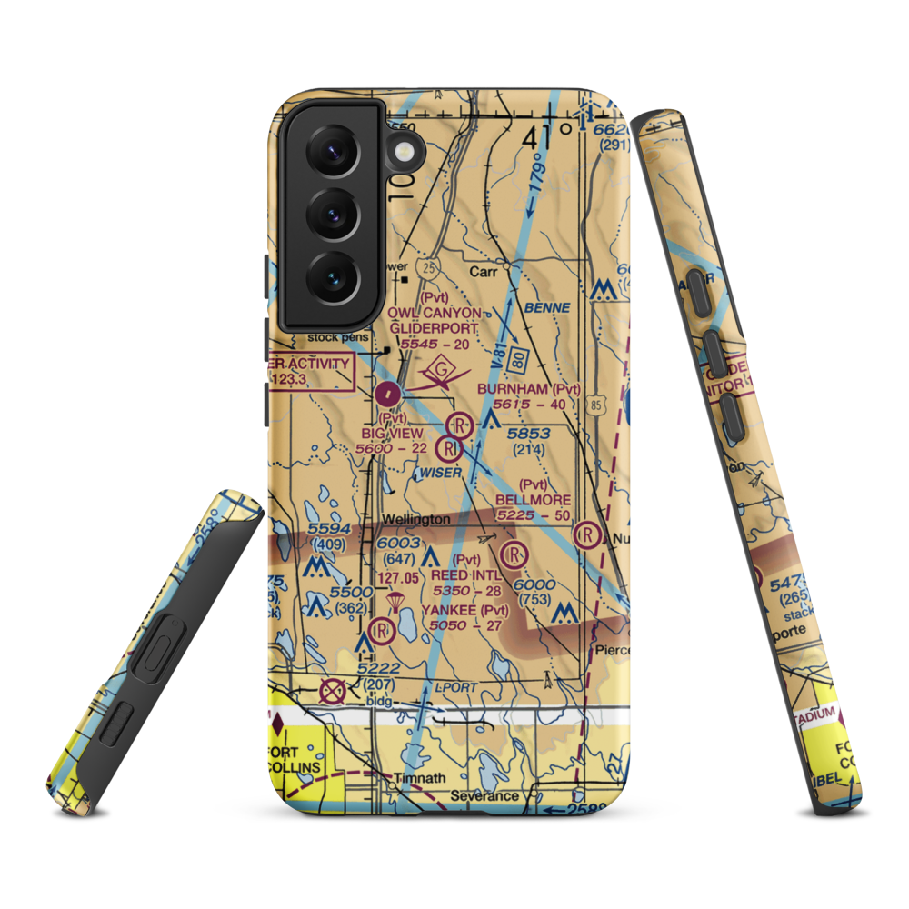Big View Airport (CO67) VFR Sectional Samsung Phone Case Samsung Galaxy S22 Plus model shown