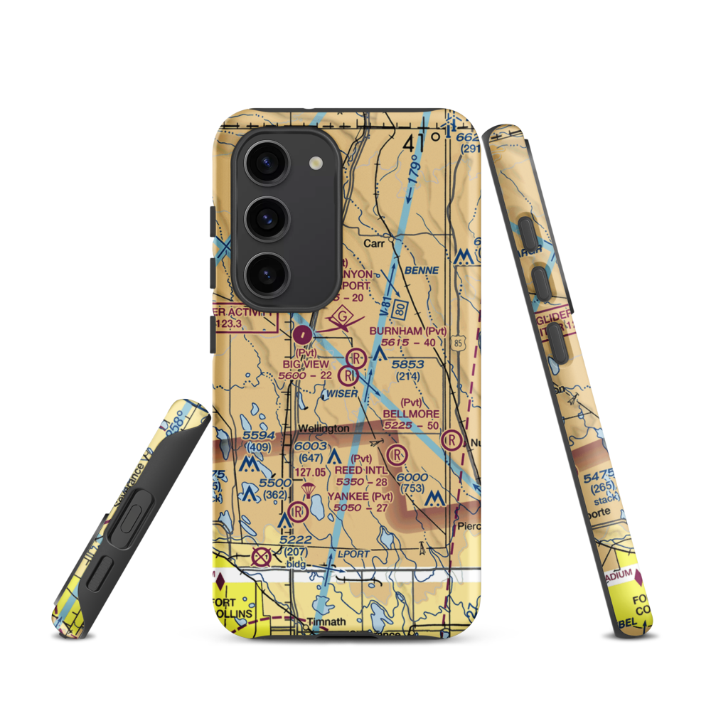 Big View Airport (CO67) VFR Sectional Samsung Phone Case Samsung Galaxy S23 model shown