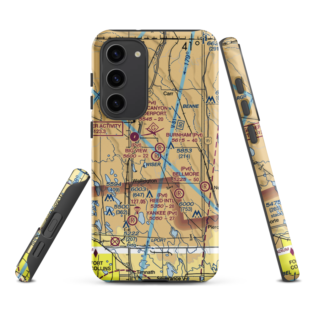 Big View Airport (CO67) VFR Sectional Samsung Phone Case Samsung Galaxy S23 Plus model shown