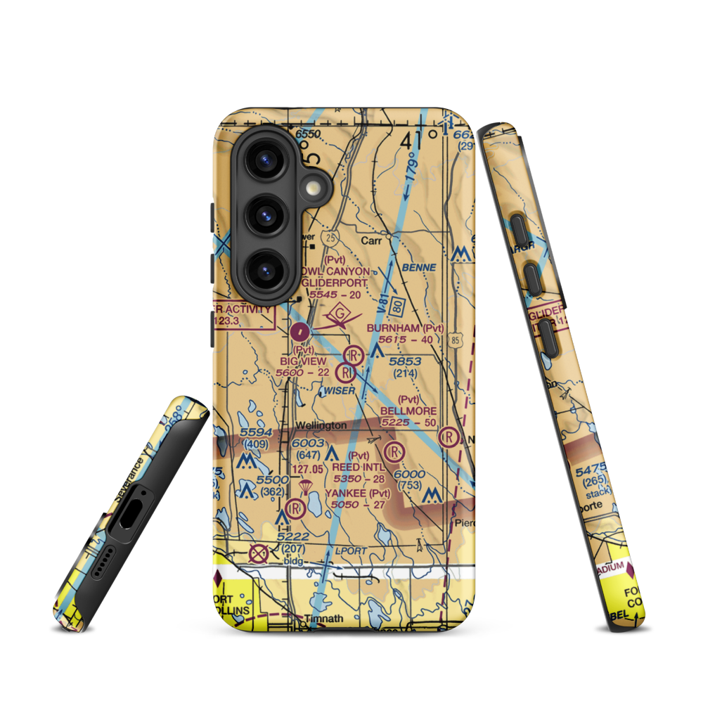 Big View Airport (CO67) VFR Sectional Samsung Phone Case Samsung Galaxy S24 model shown