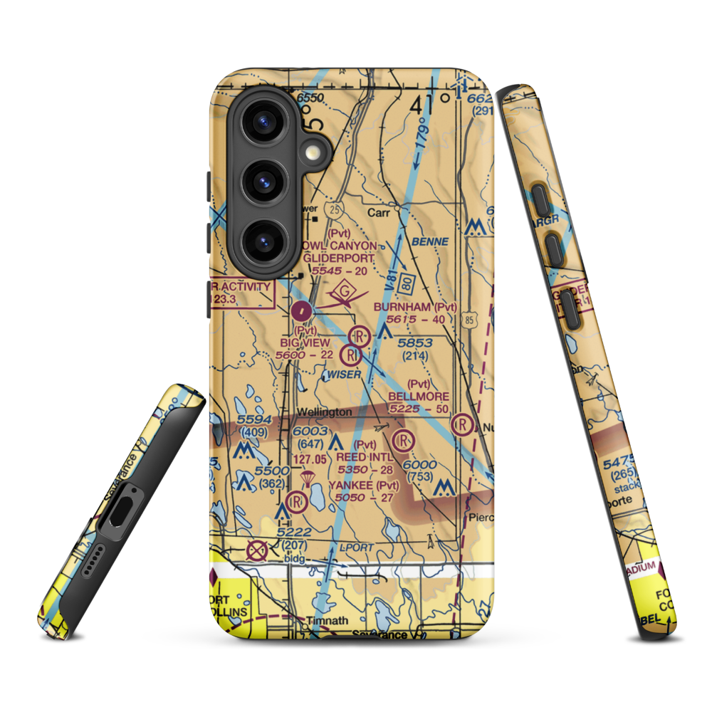 Big View Airport (CO67) VFR Sectional Samsung Phone Case Samsung Galaxy S24 Plus model shown