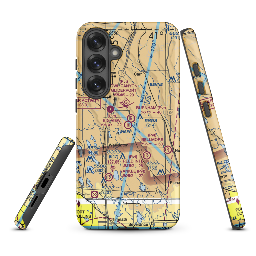 Big View Airport (CO67) VFR Sectional Samsung Phone Case Samsung Galaxy S25 Plus model shown