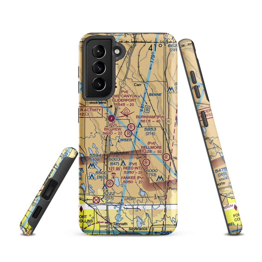Big View Airport (CO67) VFR Sectional Samsung Phone Case Samsung Galaxy S21 model shown
