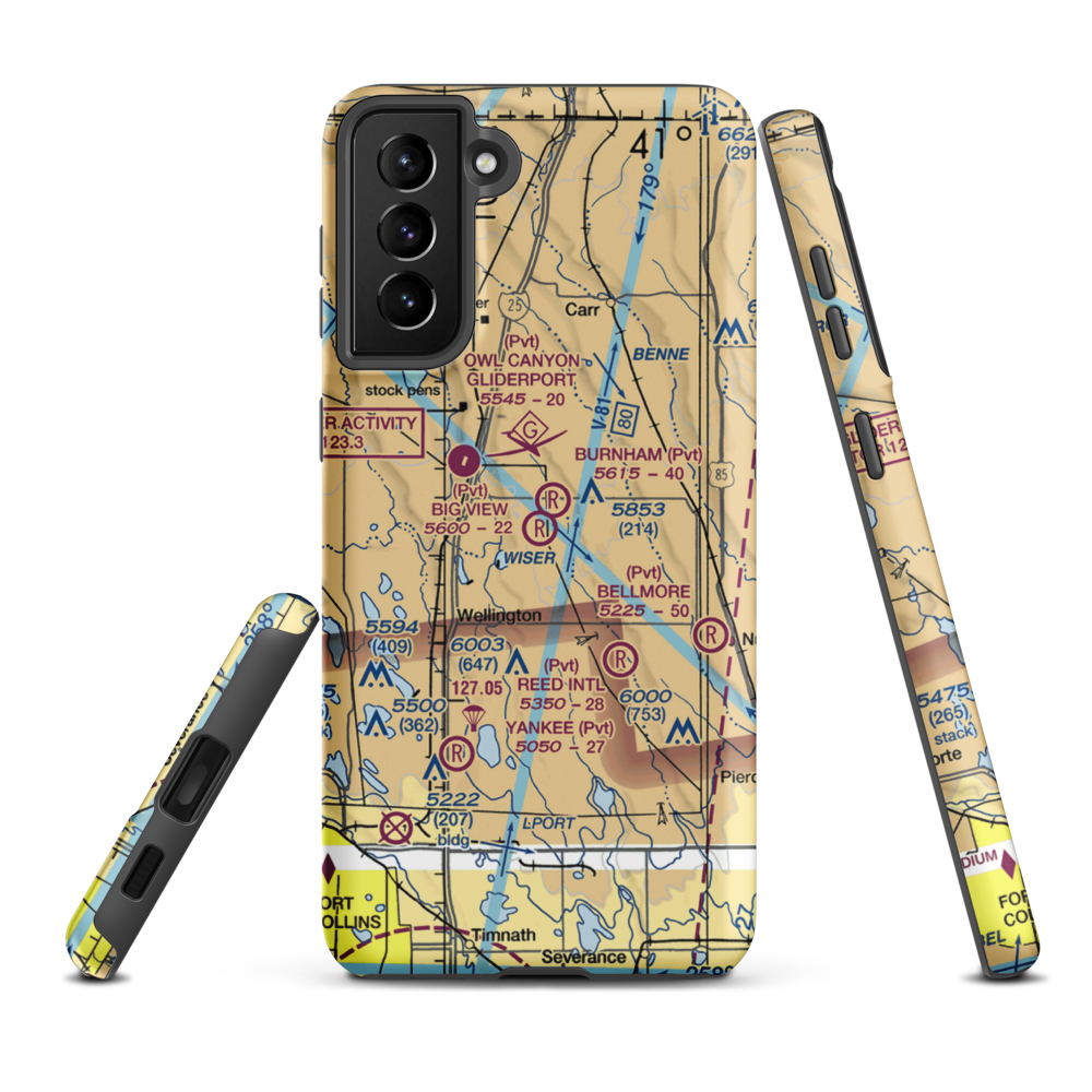 Big View Airport (CO67) VFR Sectional Samsung Phone Case Samsung Galaxy S21 Plus model shown